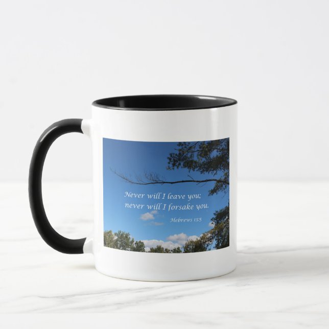 Mug Hébreux 13:5 Jamais je ne vous quitterai (Gauche)