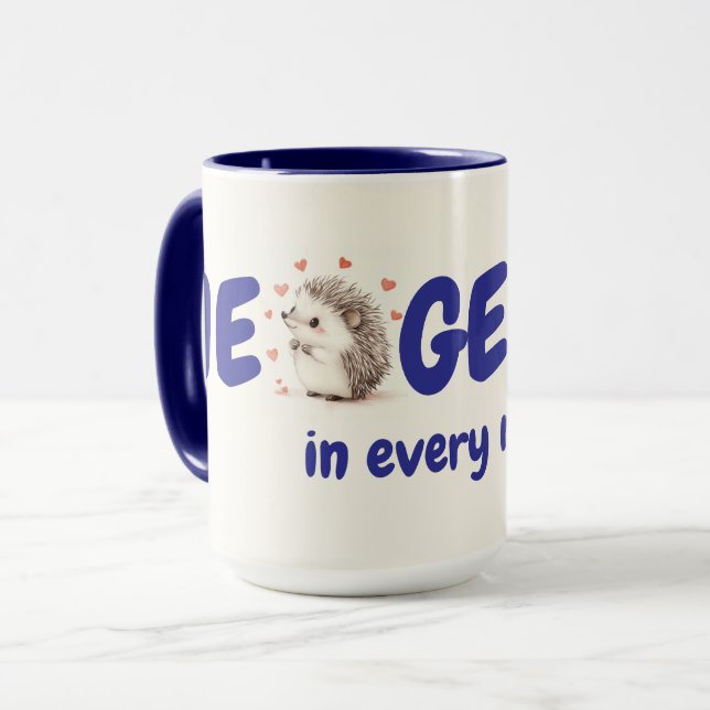 Mug Hedgehugs ! Café Hérisson 15 oz, Cute Personnalisé (Devant gauche)