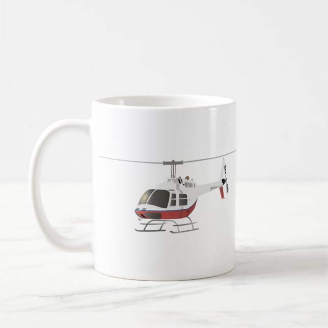Mug Hélicoptère blanc et rouge (Gauche)