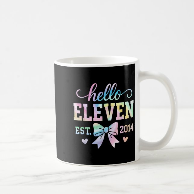 Mug Hello Eleven Est 2014 Coquette Bow 11th Birthday G (Droite)