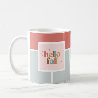 Mug Hello Fall Retro Typographie striée