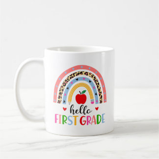 Mug Hello First Grade Rainbow Sticker – Colorful Back 