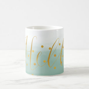 Mug Hello Gold Mint Confetti Ombre