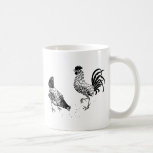 Mug Hen et Rooster Pecking au sol