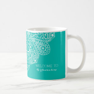 Mug Henné tiré à la main Cercle Design Bleu brillant p