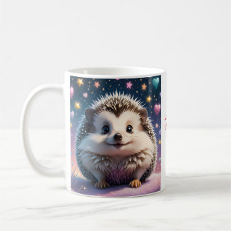 Mug Hérisson adorable avec étoiles et coeurs