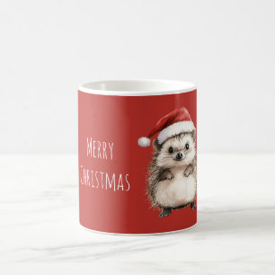 Mug Hérisson au chapeau de Noël rouge