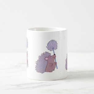 Mug Hérisson avec Pissenlit   Douce Art Populaire de l