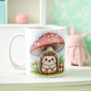 Mug Hérisson Bébé mignon Sous Parapluie De Champignons