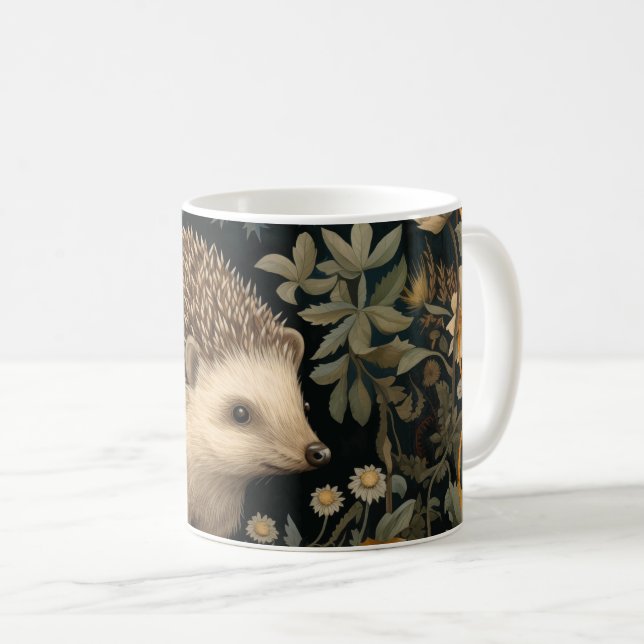 Mug Hérisson dans le style Forest William Morris (Devant droit)