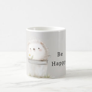 Mug Hérisson heureux dans un seau avec fleur de margue
