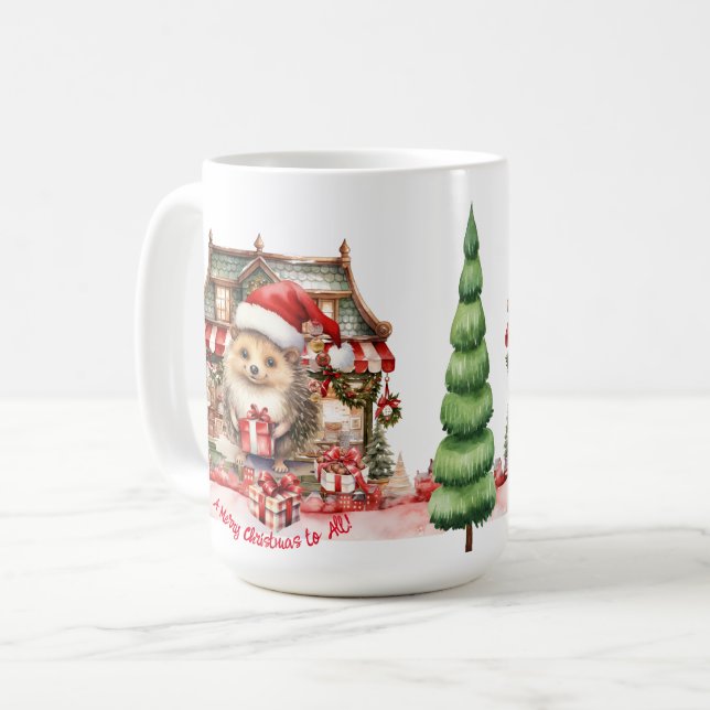 Mug Hérisson Jouet de Noël Boutique Arbre de Noël (Devant gauche)