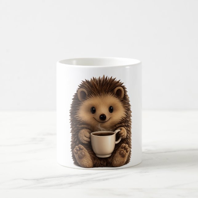 Mug Hérisson Mignon Buvant du Café - Drôle d'Anima (Centre)