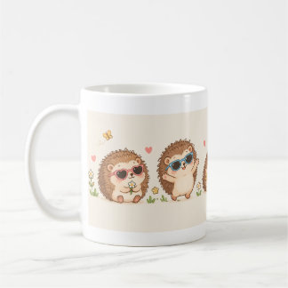 Mug Hérissons Mignons avec Lunettes de Soleil Motif Ad