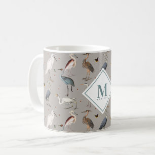Mug Heron Bird Egret Nature Monogramme