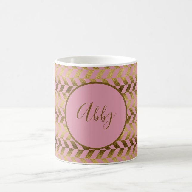 Mug Herringbone rose et or Personnalisé (Centre)