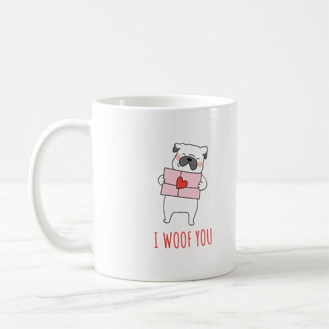 Mug Heureuse Sainte-Valentin - Drôle Chien Valentine C (Gauche)