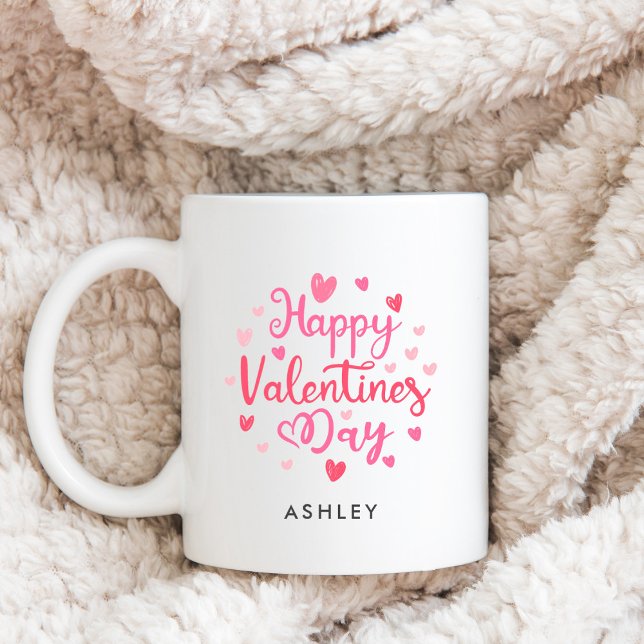 Mug Heureuse Sainte-Valentin Nom personnalisé Love Hea (Créateur téléchargé)