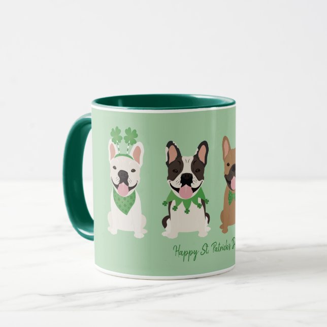 Mug Heureux Bulldogs français en Jour de la Saint Patr (Devant gauche)