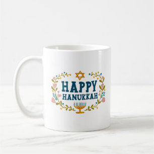 Mug HEUREUX HANOUKKA Menorah floral Juy Holiday