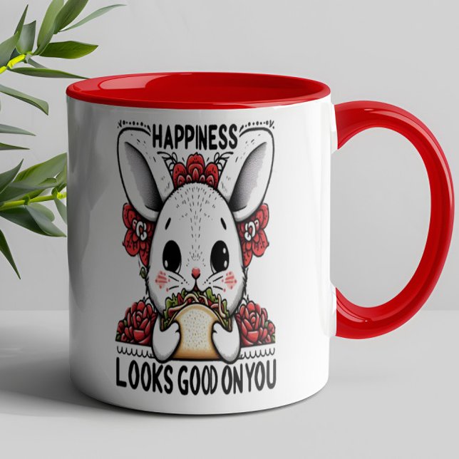 Mug Heureux Rabbit bonheur a l'air bon sur vous (Créateur téléchargé)