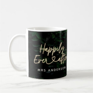 Mug Heureux toujours après le feuillage moderne mariée