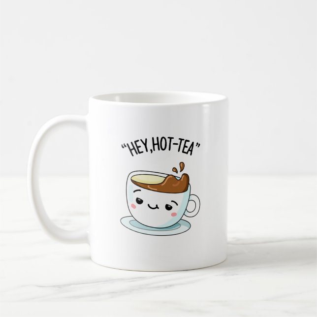 Mug Hey Hot Tea Funny Cuppa Tea Pun (Gauche)