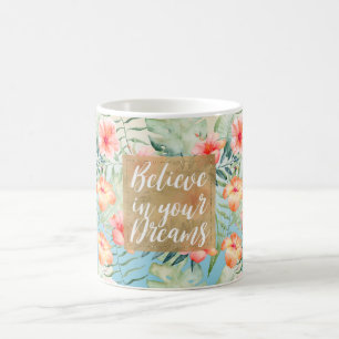 Mug  Hibiscus à la rose de l'Aqua jaune Rêve d'or fl