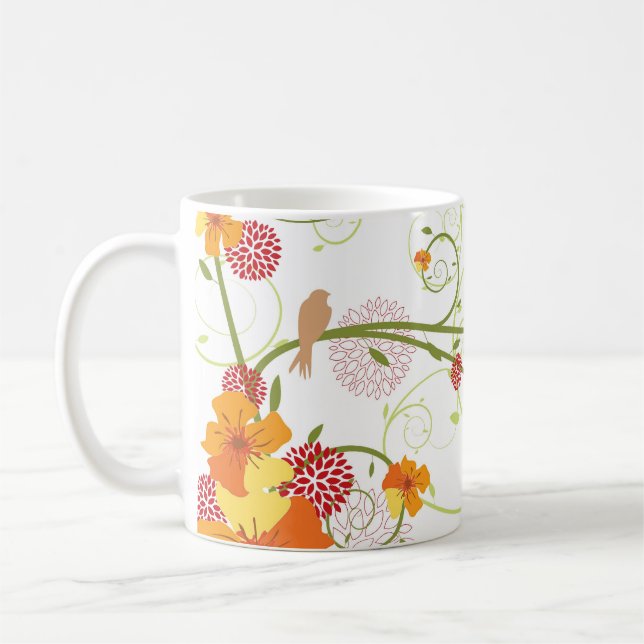 Mug Hibiscus et hirondelles Jardin floral élégant (Gauche)