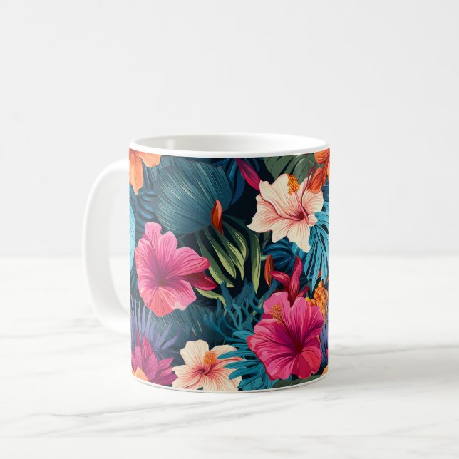 Mug Hibiscus exotique Motif botanique (Devant gauche)
