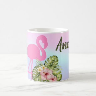 Mug Hibiscus Flamant rose rose Holographie