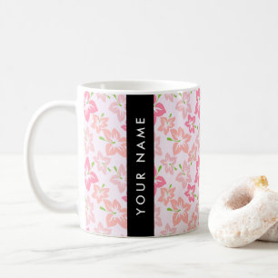 Mug Hibiscus rose, Fleurs roses, Votre nom