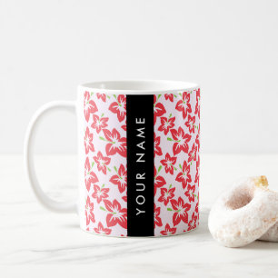 Mug Hibiscus rouge, Fleurs rouges, Votre nom