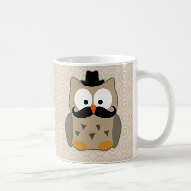 Mug Hibou avec la moustache et le casquette (Droite)