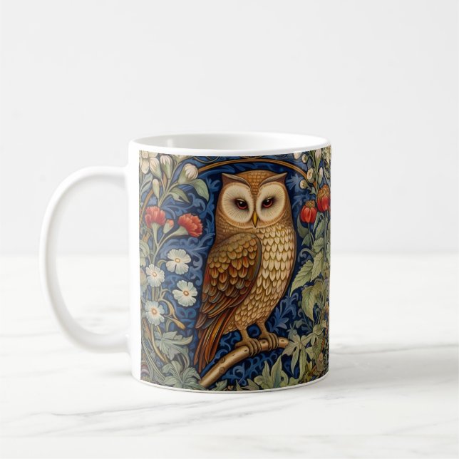 Mug Hibou dans le jardin style William Morris (Gauche)