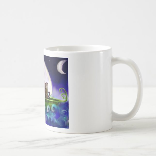 Mug hibou et l'illustration vibrante moderne de minou (Droite)