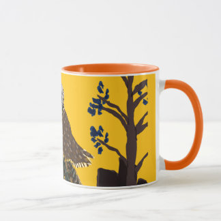 Mug Hibou folklorique sur souche d'arbre
