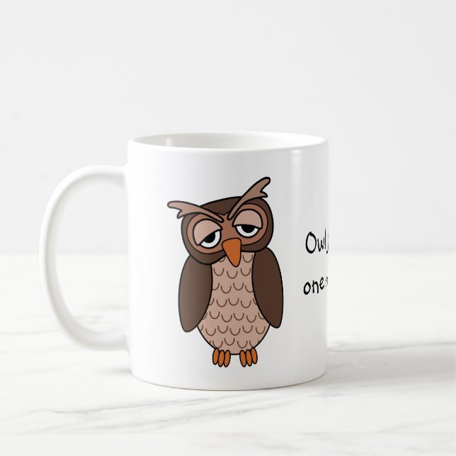 Mug Hibou somnolent - le "hibou ont juste une plus de (Gauche)