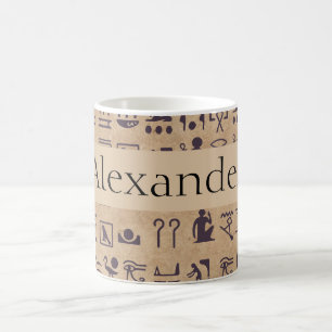 Mug Hiéroglyphes Égyptiens Antiques sur Parchemin