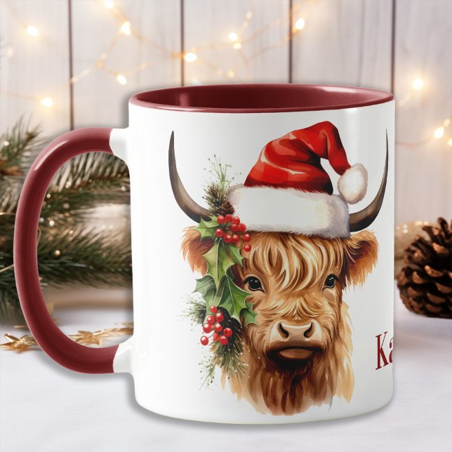 Mug Highland Cow Festive de ferme animal Noël (Créateur téléchargé)