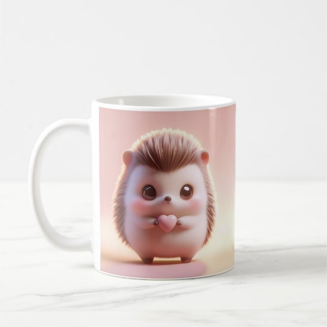 Mug Hilariant Saint Valentin Hérisson 3D Look avant et (Gauche)