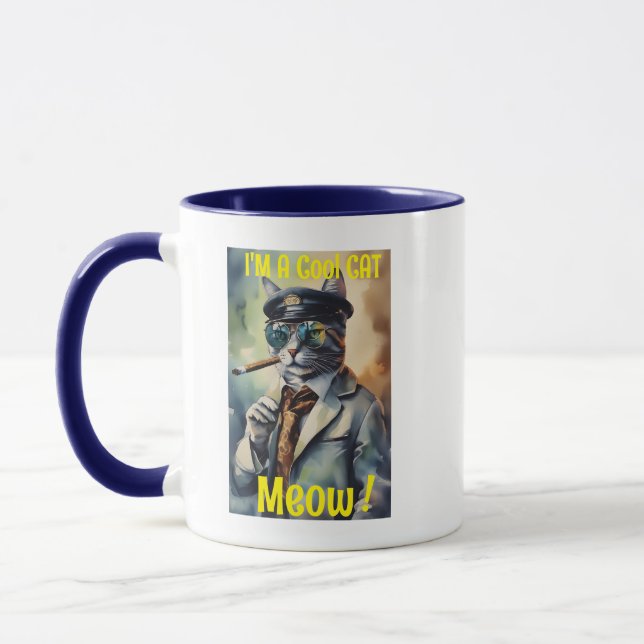Mug Hip Feline Cadeau Novelty Mug, Je suis Cool Café d (Gauche)