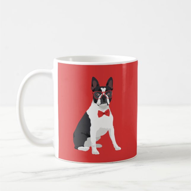 Mug Hippie Boston Terrier avec les verres et la (Gauche)