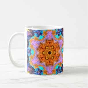 Mug Hippie psychédélique orange bleu et jaune
