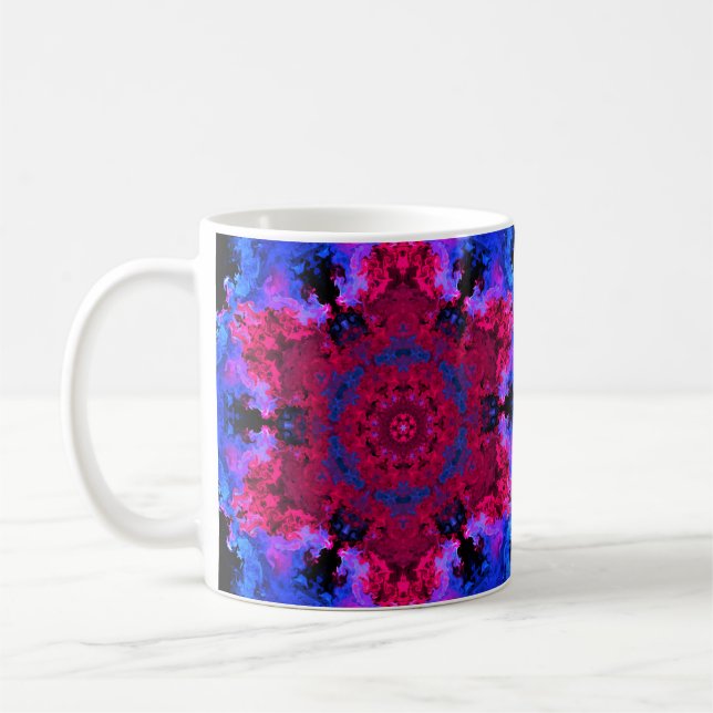 Mug Hippie psychédélique rouge rose et bleu (Gauche)