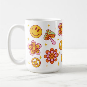 Mug Hippie Retro Joyeux Sourire Visage de paix Design