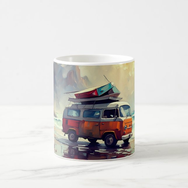 Mug Hippie Van Seascape Voyageur Mood Art (Centre)