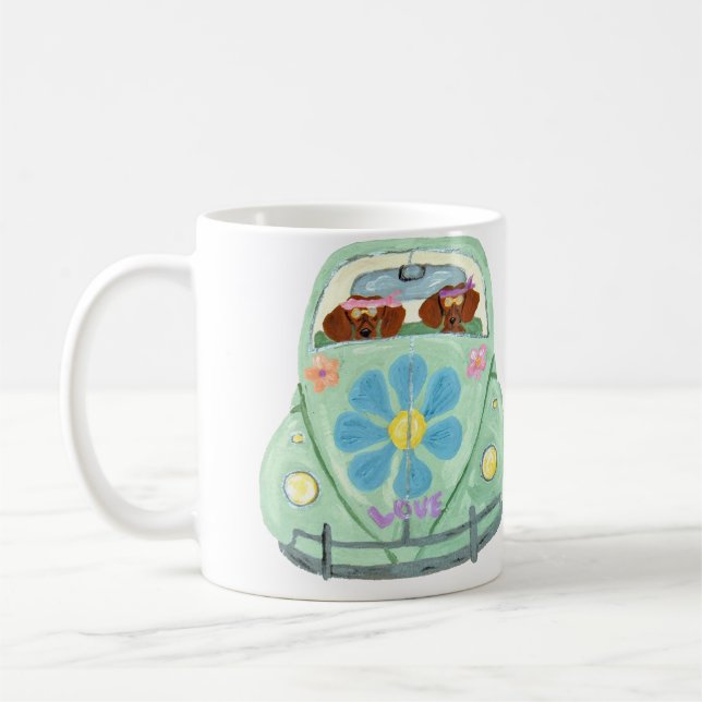 Mug Hippies de teckel dans leur mobile d'amour de (Gauche)