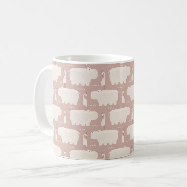 Mug Hippo and bird - pink - nursery (Devant gauche)