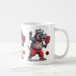Mug Hippo Jouer Pickleball, Funny Hippopotamus